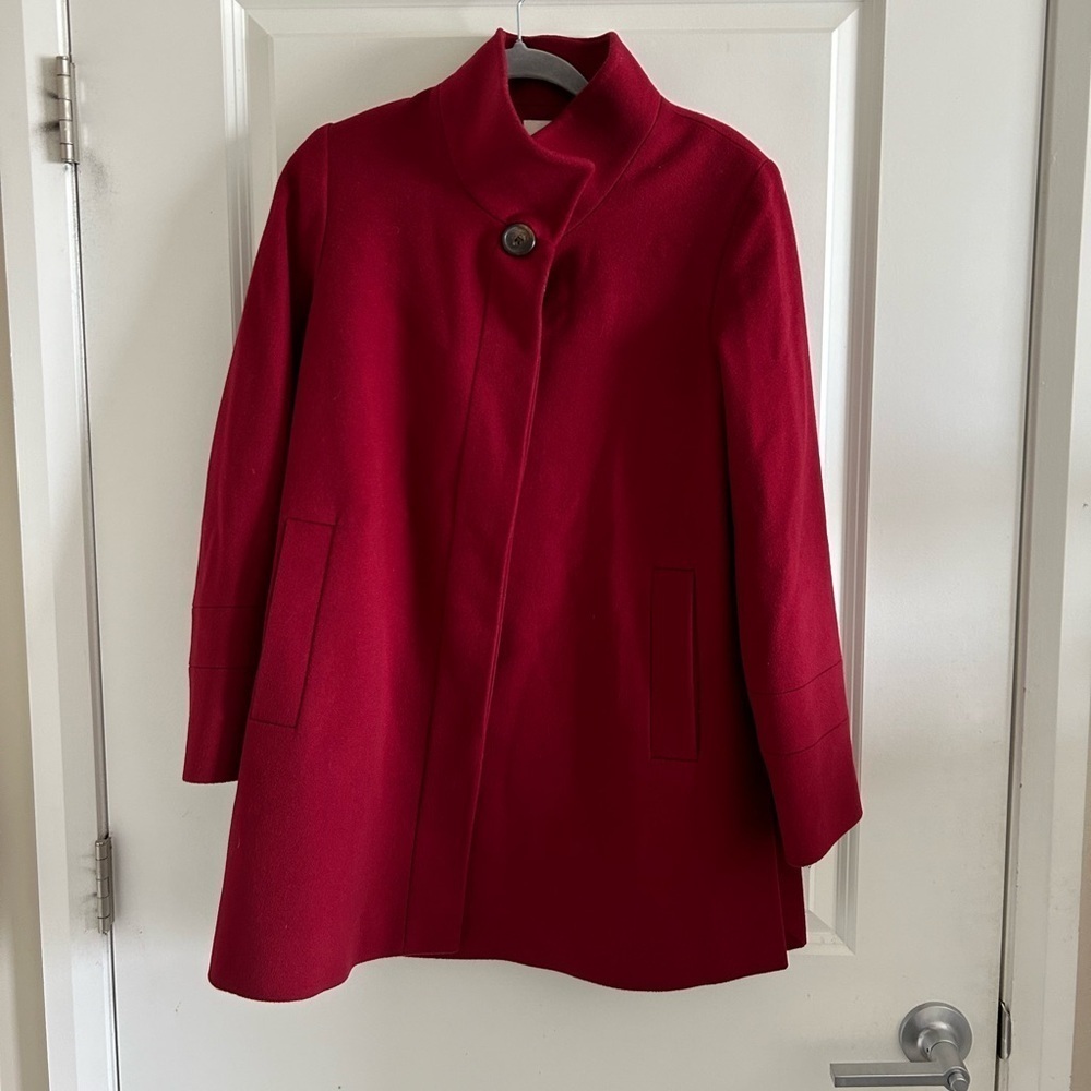 Fleurette Red Stand Collar 100% Wool Coat 6